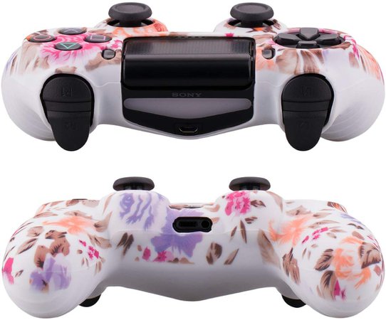 Amazon.com: YoRHa Water Transfer Printing Camouflage Silicone Cover Skin Case for Sony PS4/slim/Pro Dualshock 4 controller x 1(flowers) With Pro thumb grips x 8: PlayStation 4: Video Games