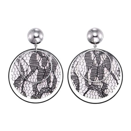 Acrylic Lace Dangle Earrings, Resin Round Disc Statement Drop Earrings for Women (Black): Clothing