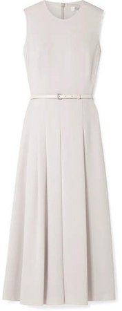 Belted Stretch-cady Midi Dress - Off-white