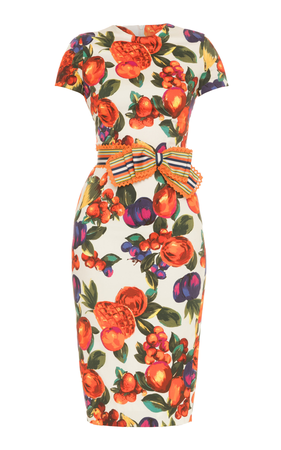 Lena Hoschek Leticia Printed Cotton-Blend Knee-Length Dress In Floral | ModeSens