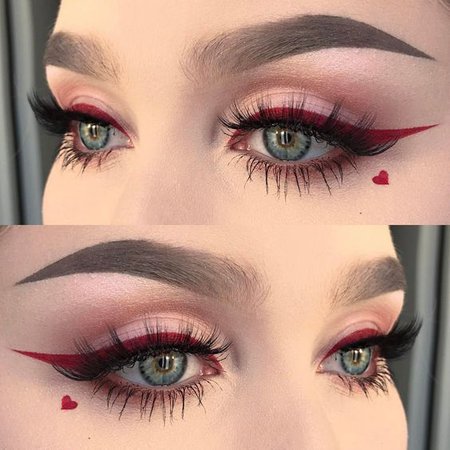 red eyeliner and heart