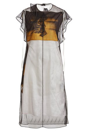 CALVIN KLEIN 205W39NYC - X Andy Warhol Printed Dress with Chiffon Overlay