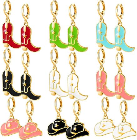 Amazon.com: 9 Pairs Cowboy Boot Earrings Cowgirl Dangling Earring Country Hat Earrings Cute Western Cowboy Dangle Drop Earrings Western Style Earrings for Women Girls Teens Western Party Gifts: Clothing, Shoes & Jewelry