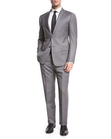Armani Collezioni Striped Wool Two-Piece Suit, Gray | Neiman Marcus