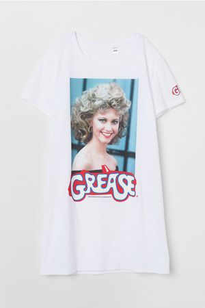 Printed nightdress - White/Grease - Ladies | H&M GB