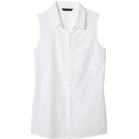 white sleeveless button up blouse