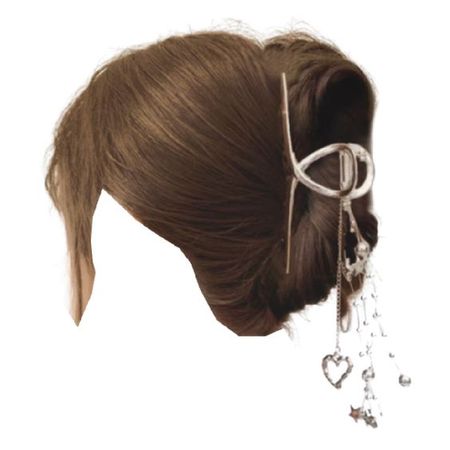 brown hair bun updo silver dangly chain claw clip