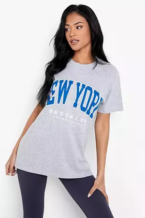 Tall New York Print Oversized T-Shirt | boohoo