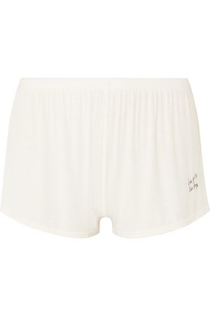 Les Girls Les Boys | Embroidered ribbed stretch-jersey pajama shorts | NET-A-PORTER.COM
