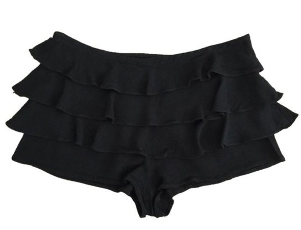 Black ruffled shorts
