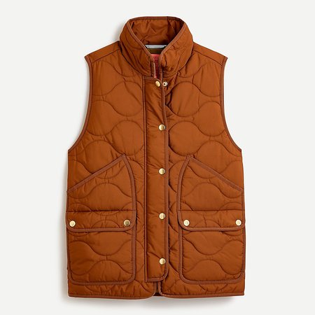J.Crew: Quilted Vest With PrimaLoft® For Women brown
