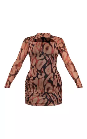 Multi Leopard Print Mesh Cut Out Bodycon Dress | PrettyLittleThing USA