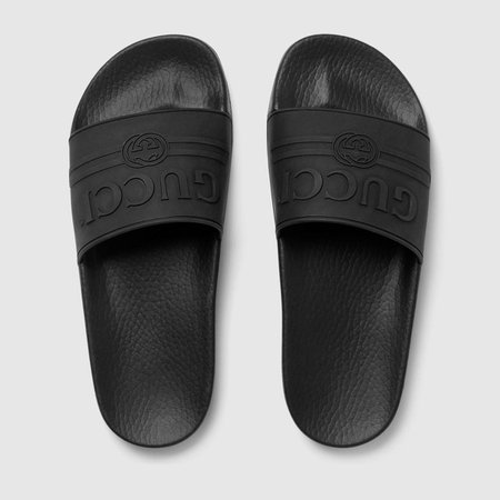 Gucci logo rubber slide sandal