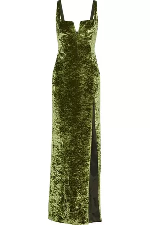 Galvan London Solstice crushed-velvet gown Sage green | the urge AU