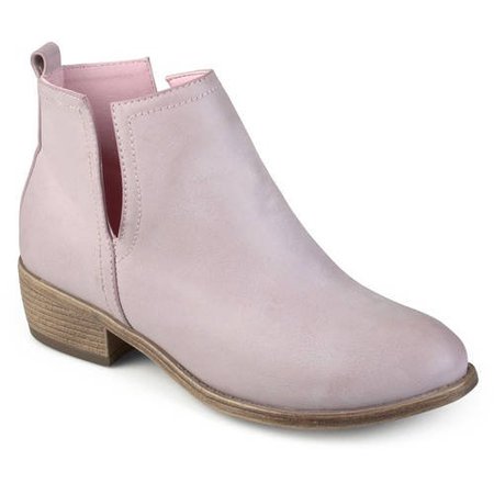 pink Brinley Co. - Womens Side Slit Faux Leather Stacked Heel Booties - Walmart.com - Walmart.com