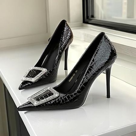 Amazon.com | JOEupin Women's High Heels Closed Pointed Toe Pumps Stiletto Heel Party Wedding Basic Shoes 10CM | Pumps