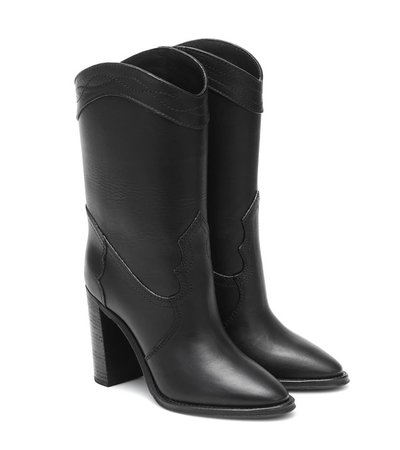 SAINT LAURENT Kate Western leather ankle boots - black
