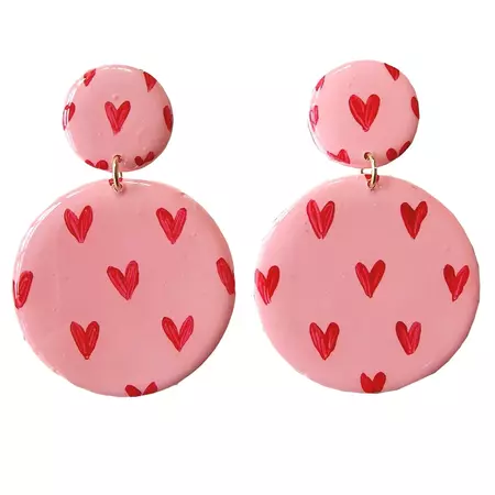 Love Heart Polymer Clay Drop Earrings | Emily Laura Designs | Wolf & Badger