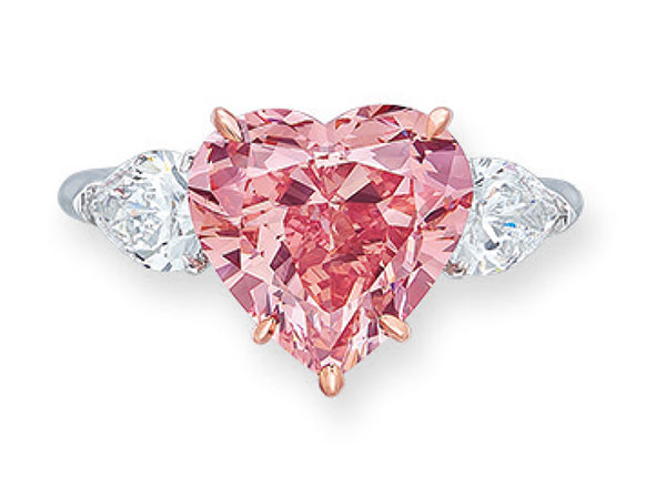 4.19 carat pink sweet heart diamond Ring