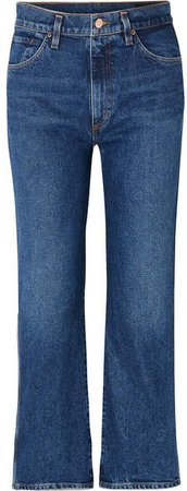 The Cropped A High-rise Straight-leg Jeans - Mid denim