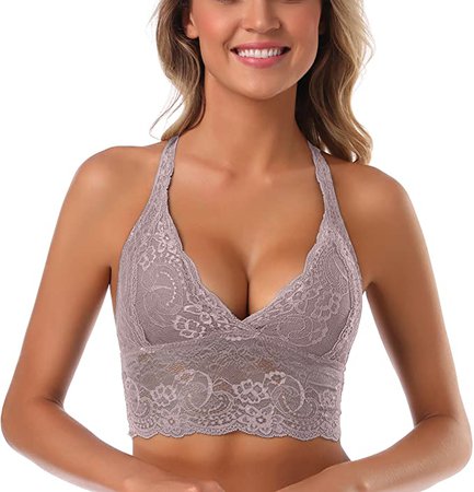 SHEKINI Women's Lace Push-up Bra Floral Breathable Bralette Wire Free Racerback Sexy Bra at Amazon Women’s Clothing store