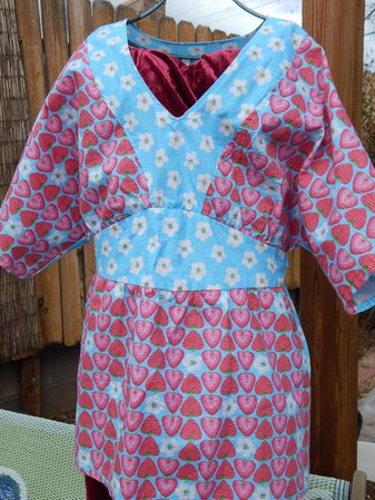 Kid's Summer Tunic Top Pink Strawberry and Blue Floral | Etsy