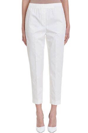 Theory Easy Trousers White Cotton Pant