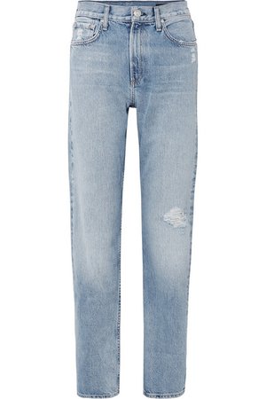 rag & bone | Distressed high-rise straight-leg jeans | NET-A-PORTER.COM