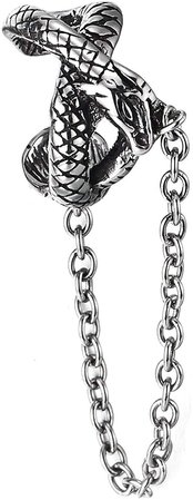 Amazon.com: Men Women Steel Gothic Vintage Snake Ear Cuff Ear Clip Non-Piercing Clip On Earrings Dangling Chain: Clothing