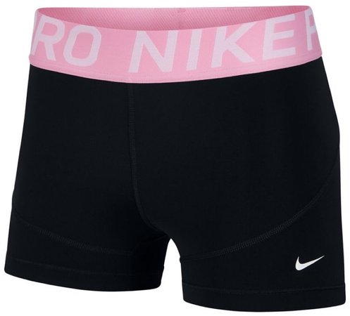 black/pink nike pro shorts
