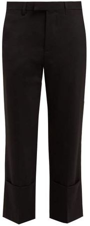 Cropped Virgin Wool Oxford Trousers - Womens - Black