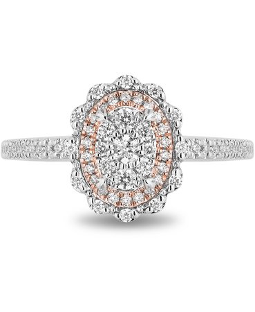 Enchanted Disney Fine Jewelry Enchanted Disney Diamond Ariel Engagement Ring (1/2 ct. t.w.) in 14k White & Rose Gold & Reviews - Rings - Jewelry & Watches - Macy's