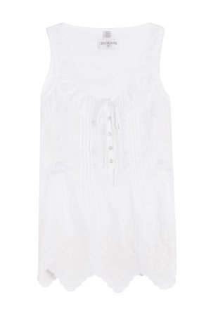Sleeveless Cotton Top with Embroidery Gr. S