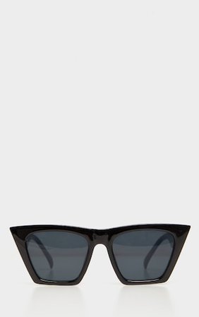 Black Flat Top Grey Lense Sunglasses | PrettyLittleThing