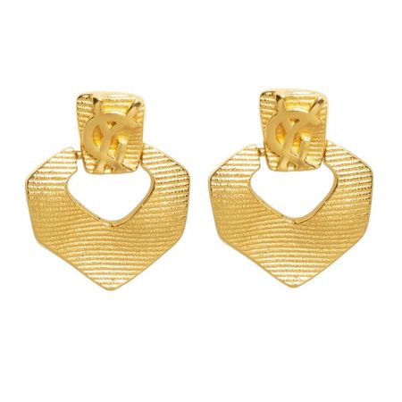 Yves Saint Laurent - Vintage logo ribbed hoop earrings - 4element