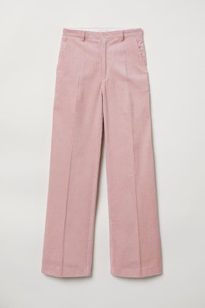 Wide corduroy trousers - Pink - Ladies | H&M GB