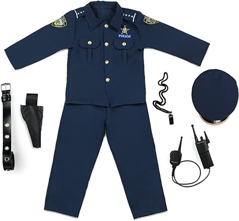 Amazon.com: Dress Up America Deluxe Police Dress Up Costume Set - Includes Shirt, Pants, Hat, Belt, Whistle, Gun Holster and Walkie Talkie (Small): Toys & Games