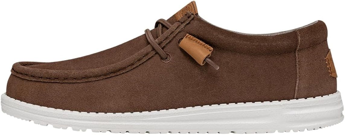 Amazon.com | Hey Dude Wally Craft Suede Brown Size 10 | Men’s Shoes | Men's Slip-on Loafers | Comfortable & Light-Weight | Shoes