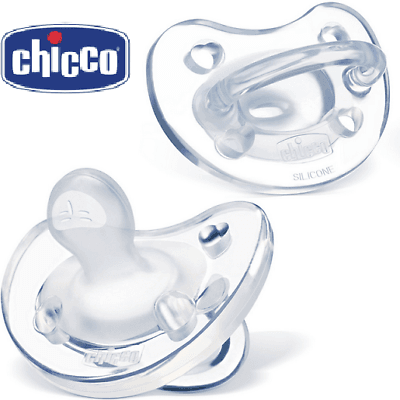 2 Chicco NaturalFit Unisex Newborn Soft Silicone Orthodontic Clear Pacifier 0m for sale online | eBay