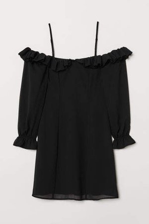 Open-shoulder Dress - Black