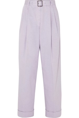 Dries Van Noten | Belted cotton-twill tapered pants | NET-A-PORTER.COM