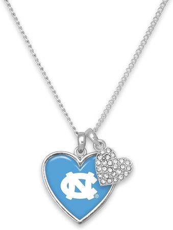 Amazon.com: North Carolina Amara Crystal Heart Silver Chain Necklace Jewelry Gift UNC : Sports & Outdoors
