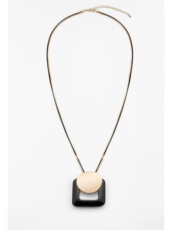 John Lewis & Partners Long Square and Oval Pendant Necklace, Black/Gold at John Lewis & Partners