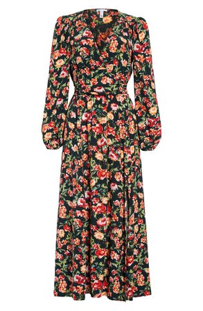 Leith Long Sleeve Floral Print Dress | Nordstrom