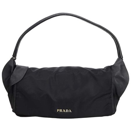 Prada Black Nylon Fabric Shoulder Bag Italy For Sale at 1stdibs