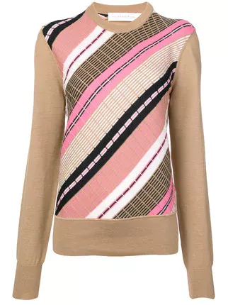 VICTORIA BECKHAM - diagonal stripes knit sweater