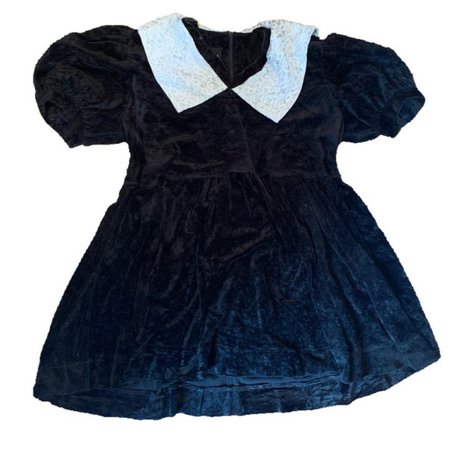 blue velvet babydoll dress