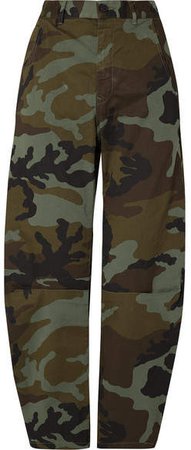 Emerson Camouflage-print Stretch-cotton Wide-leg Pants - Green