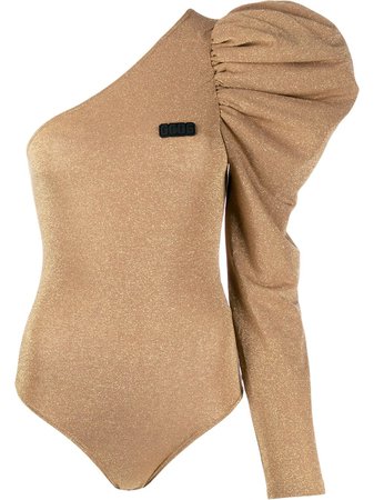 Gcds Lurex one-shoulder Bodysuit - Farfetch