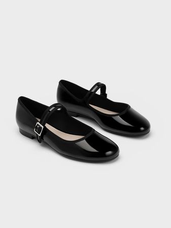 Black Patent Buckled Mary Jane Flats